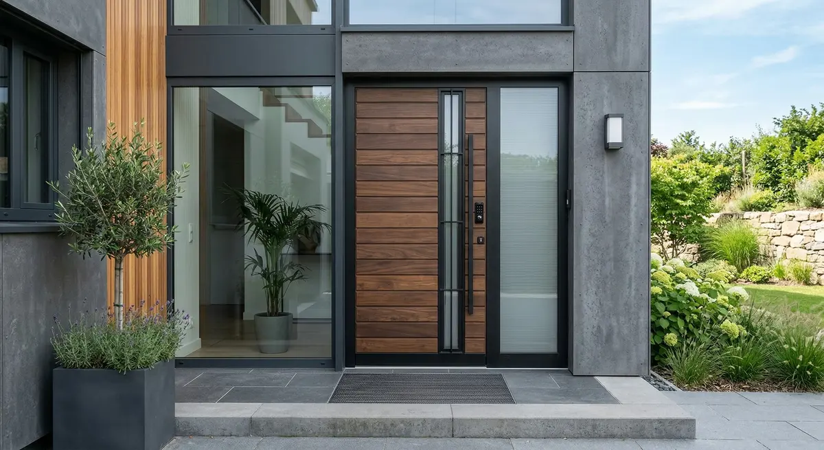 Porte d'entrée esthétique réalisée par Bordoux Fermetures